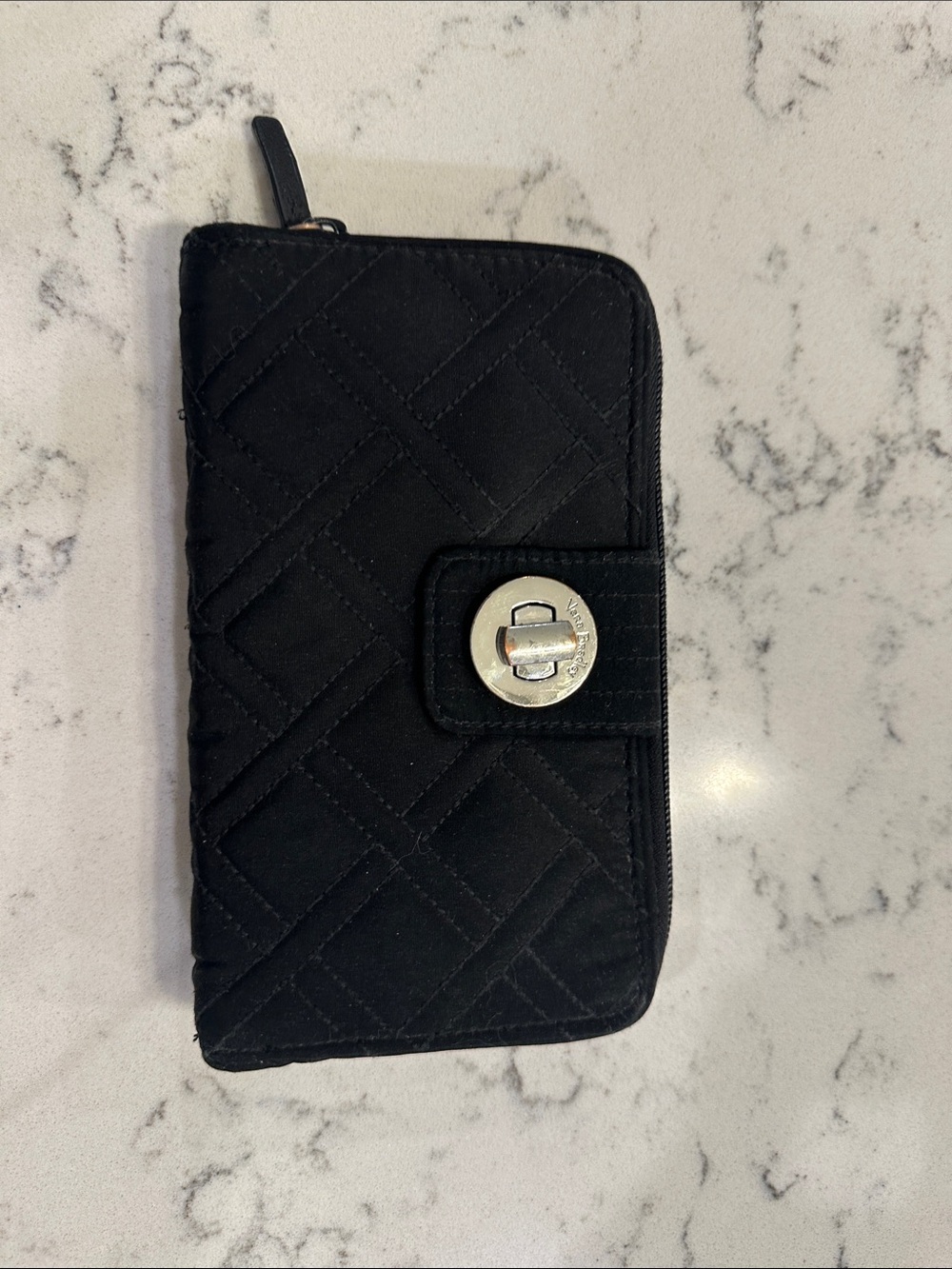 Vera Bradley Black Quilted Zip & Snap Phone Wallet
